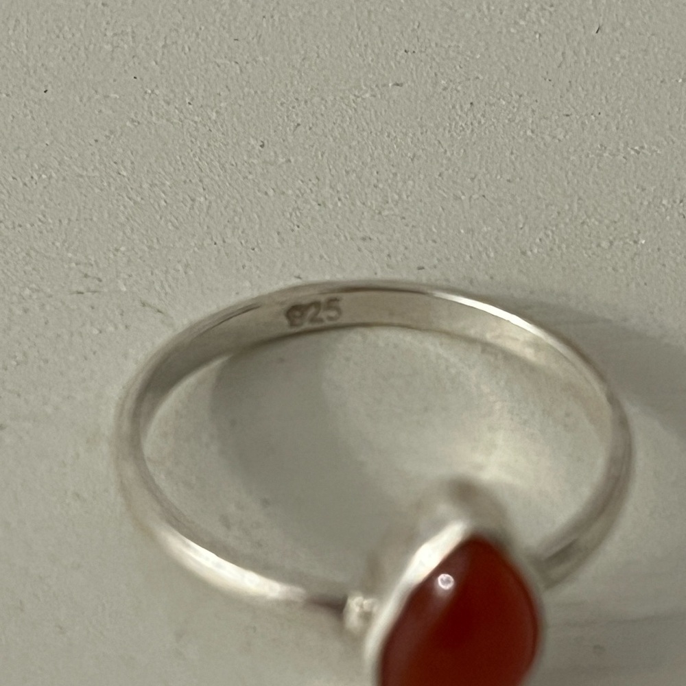 Solid 925 Sterling Silver Carnelian Gemstone Ring… - image 5